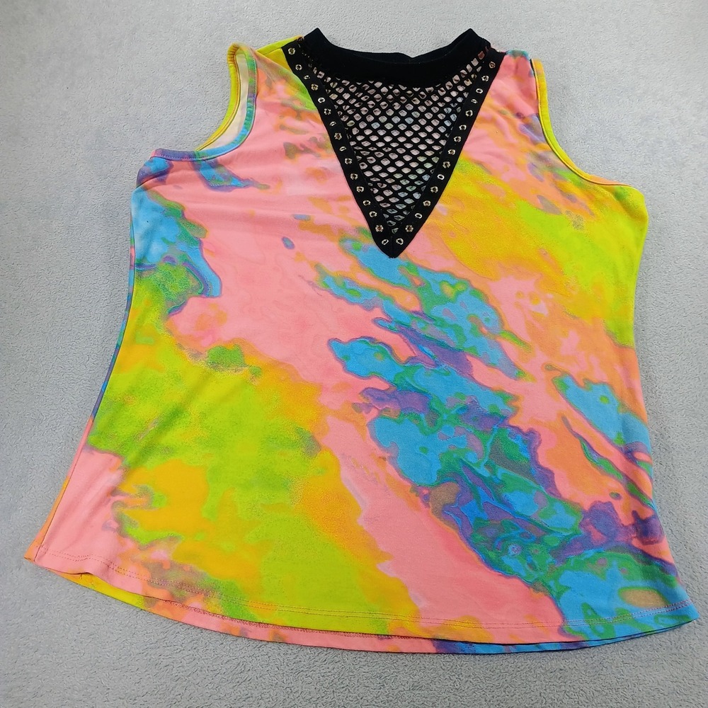 Riley & James Womens Tank Top Multi-Color Large Mesh Grommet Detail